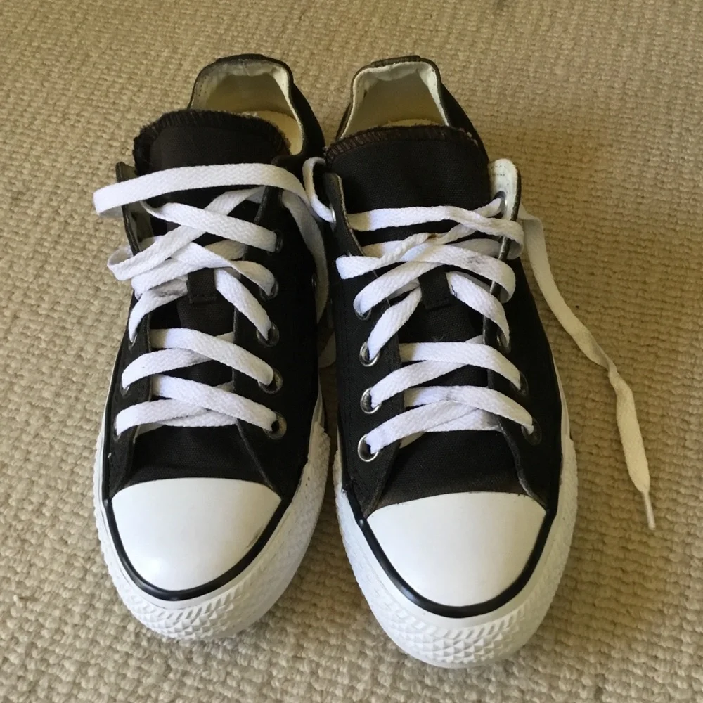 Classic Black Canvas Kids Sneakers with White Trim